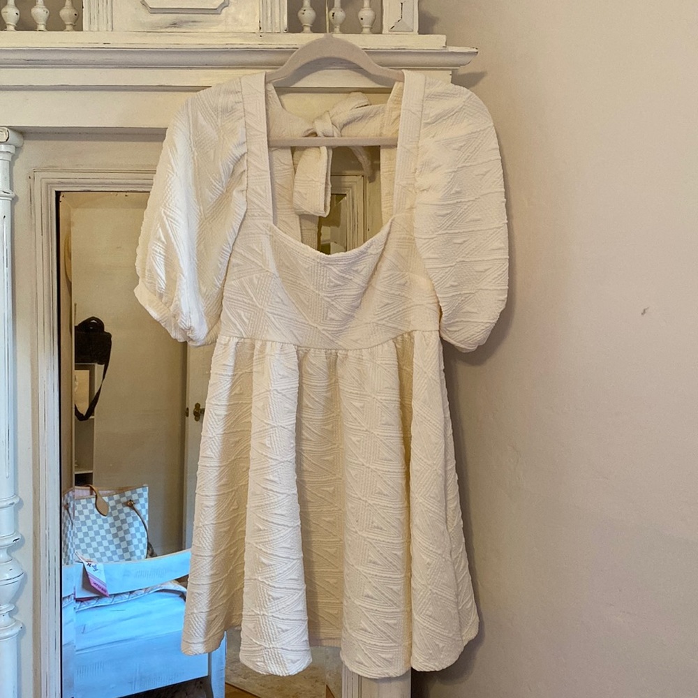 Free People Violet Puff Sleeve Mini Dress in Cream size small